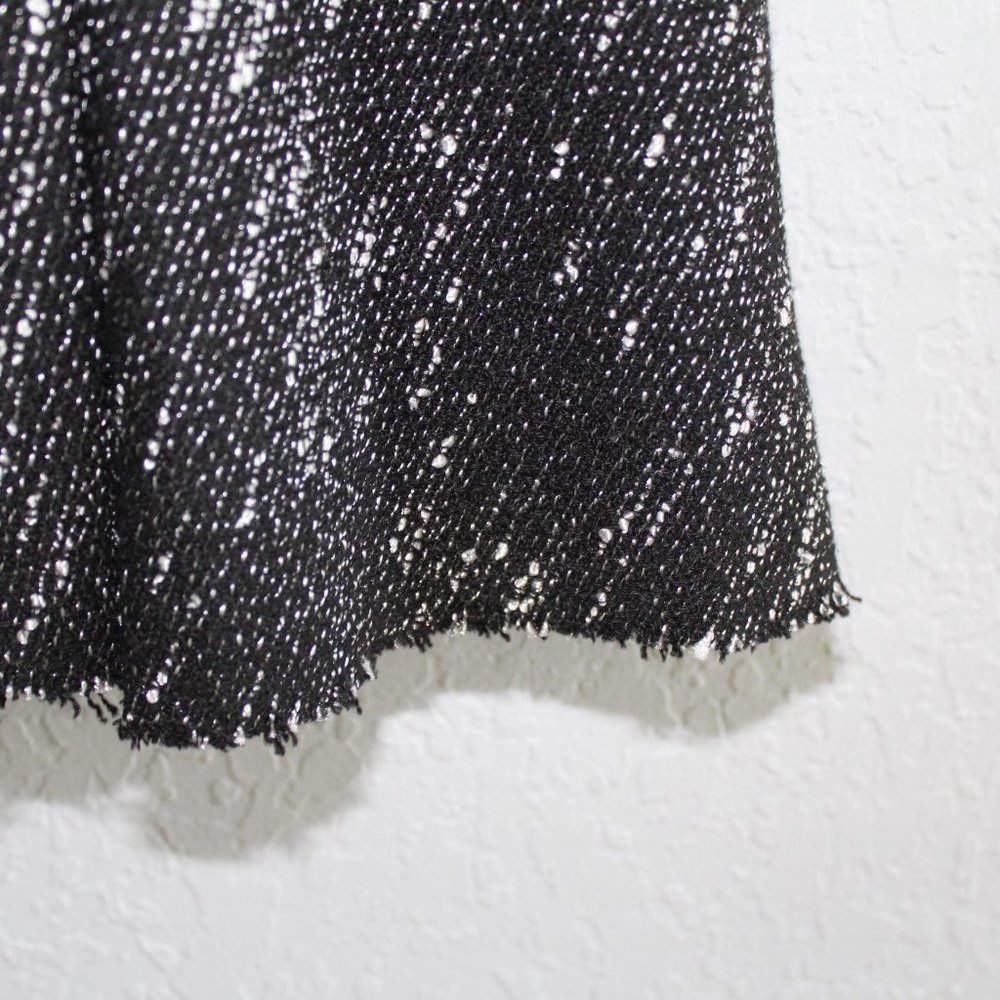 Bebe Dress elegant black white tweed mesh trim fringe hem Women's Sz 0 - Picture 7 of 12